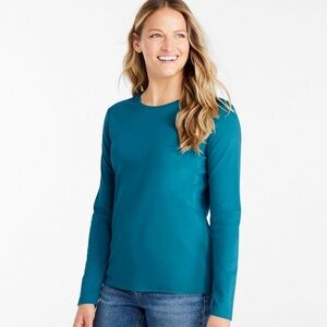 L.L.Bean Women’s Tee, Long-Sleeve Crewneck Deep Turquoise Size XL Regular